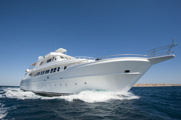 Wall Mural - Luxury motor yacht at sea