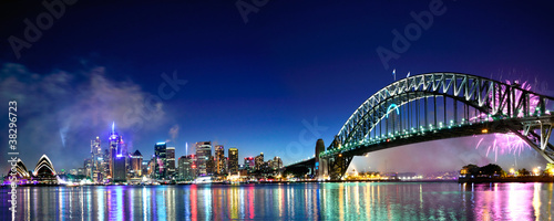 Photo Sydney Harbour NYE Fireworks Panorama