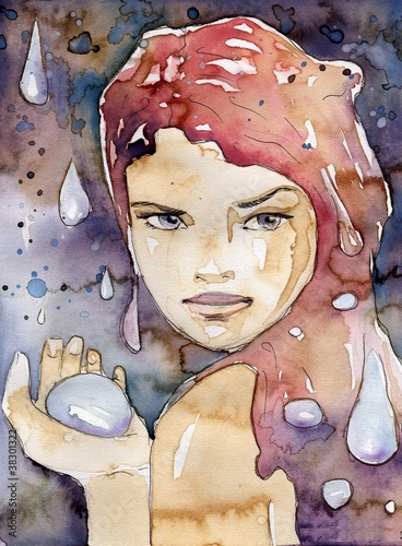portret-kobiet-chwytajacej-krople-deszczu-akwarela