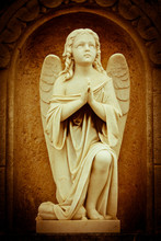 Beautiful Vintage Image Of A Praying Angel In An Old Church