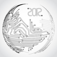 Poster - Abstract ball of metro scheme on grey background