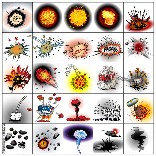 set of explosions