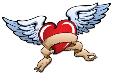 Poster - Stylized heart with wings 2