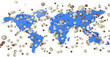 Geld regnet auf Weltkarte