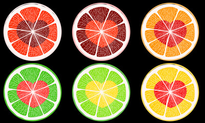 Poster - Hearts inside citrus slise.