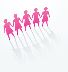 pink woman cutout paper people