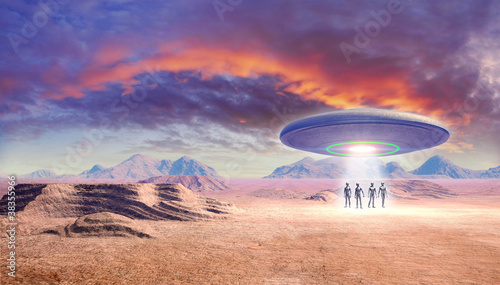 Plakat na zamówienie ufo and aliens in the desert