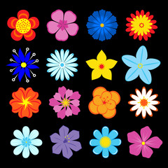 Poster - Set of flower blossoms and elements