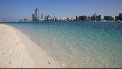 Wall Mural - Beach and Abu Dhabi skyline, United Arab Emirates