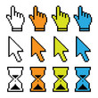 Symbole, Icon, Betriebssystem, Hand, Pfeil, Sanduhr, Zeit, Uhr