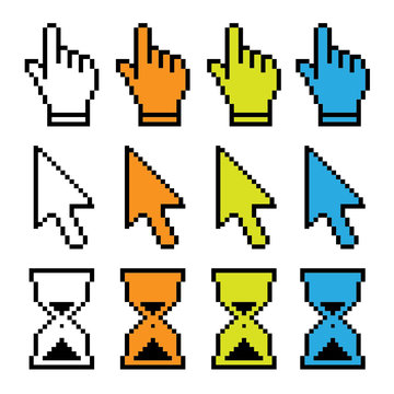 Symbole, Icon, Betriebssystem, Hand, Pfeil, Sanduhr, Zeit, Uhr