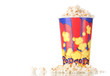Full bucket of popcorn isolated on white