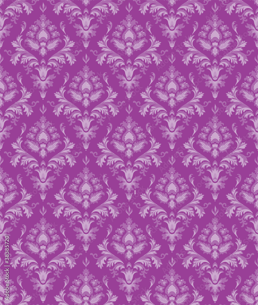 Bezszwowa powtarzalna purpurowa tapeta kwiatowa - obrazy, fototapety, plakaty 