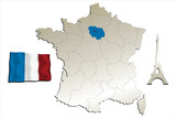 Fototapeta Paryż - Map of France with Flag and Eiffel tower