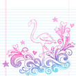 Flamingo Sketchy Summer Doodles Vector