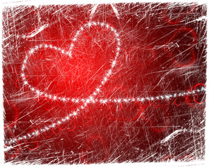 Wall Mural - grunge heart shape with stars