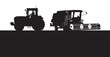 combine and tractor silhouettes