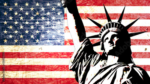 Plakat na zamówienie drapeau usa statue de la liberté