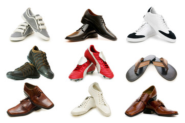 Wall Mural - Various shoes isolated on the white