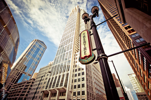 Fototapeta na wymiar Chicago downtown at theatre district