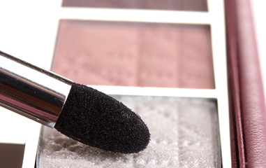 makeup set with brush closeup