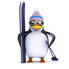 Wall Mural - 3d Penguin the famous skier