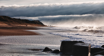 Wall Mural - Emerging storm at Bovbjerg Beach, Denmark