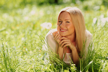 Wall Mural - girl with dandelion