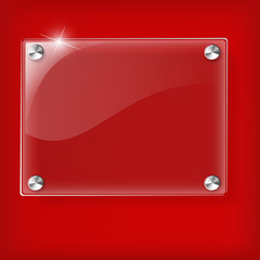 Glass plate on Red background