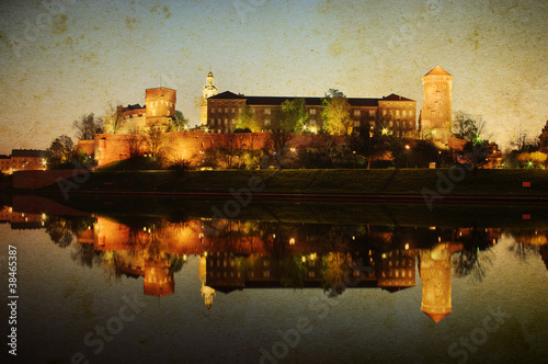 Naklejka na szybę Wawel castle in Krakow in vintage style