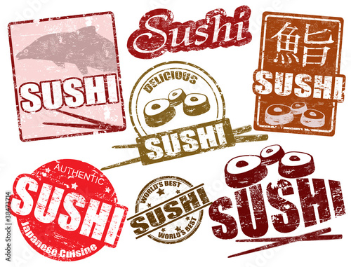 Naklejka na meble Sushi stamps