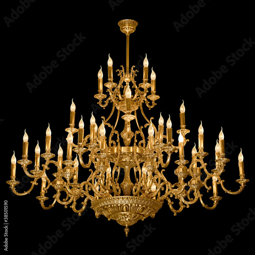 Cuadros en Lienzo Vintage chandelier isolated on black