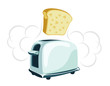 Cartoon toaster with a toast jumping off