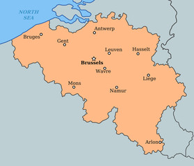  Belgium map with city names