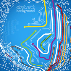 Poster - Abstract metro scheme on blue background