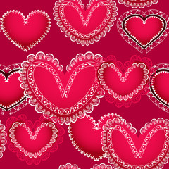 Poster - Valentine red hearts seamless background
