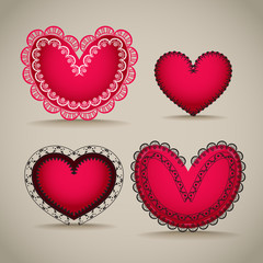 Poster - Ornamentel red Valentine`s day hearts