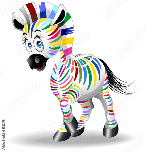 Obraz w ramie Zebra Cartoon Quadricromia-Four Color Process Zebra-Vector