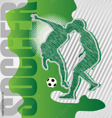 Obraz w ramie Scribble Soccer Poster