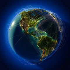 Wall Mural - major global aviation routes on the globe