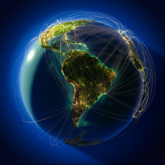 Wall Mural - major global aviation routes on the globe