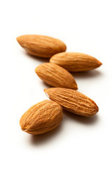 Wall Mural - Almonds on the white background