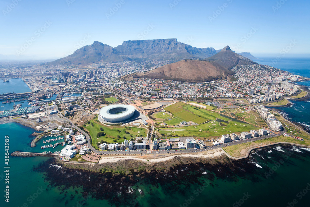 overall aerial view of Cape Town, South Africa - obrazy, fototapety, plakaty 