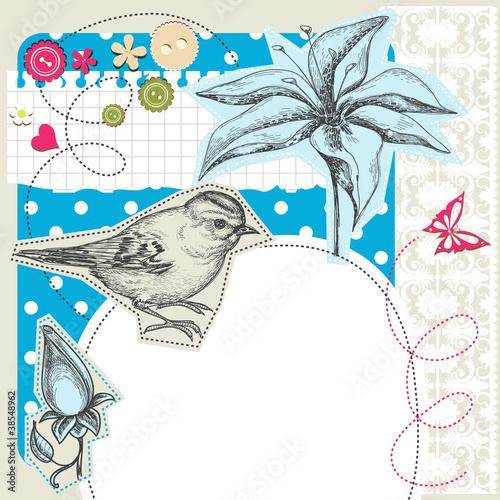 Naklejka - mata magnetyczna na lodówkę Scrapbook elements with space for text