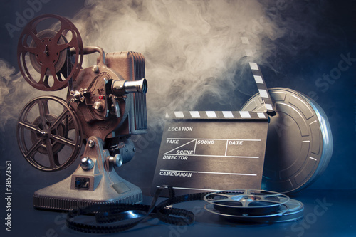 Naklejka na szafę old film projector and movie objects