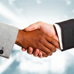 Multiethnic business handshake