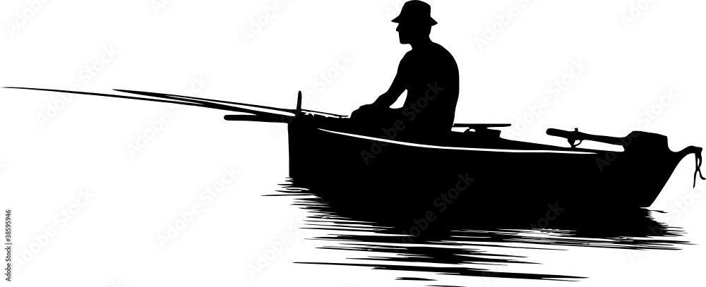 Fisherman silhouette - obrazy, fototapety, plakaty 