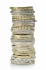 Pila de monedas de euro, 2 euros y 50 ct