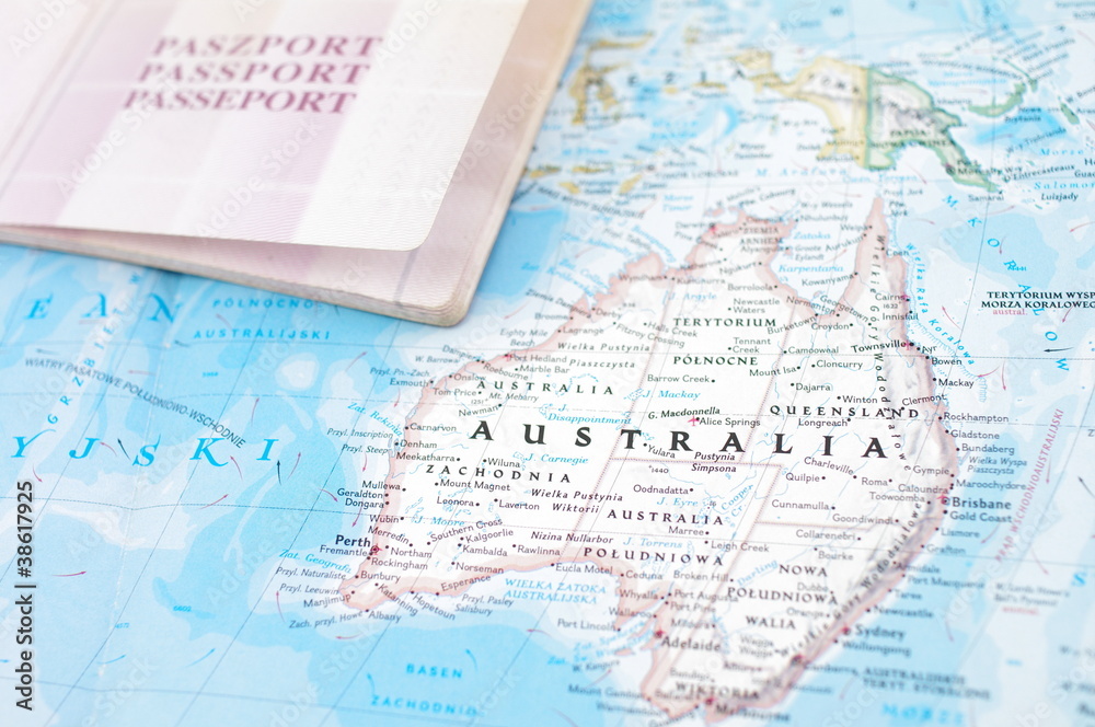 Paszport Australia - obrazy, fototapety, plakaty 