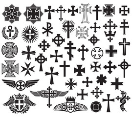 Big collection of vector isolated crosses